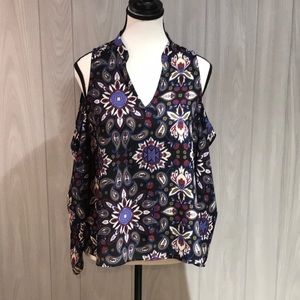 Everly open shoulder semi sheer blouse size small